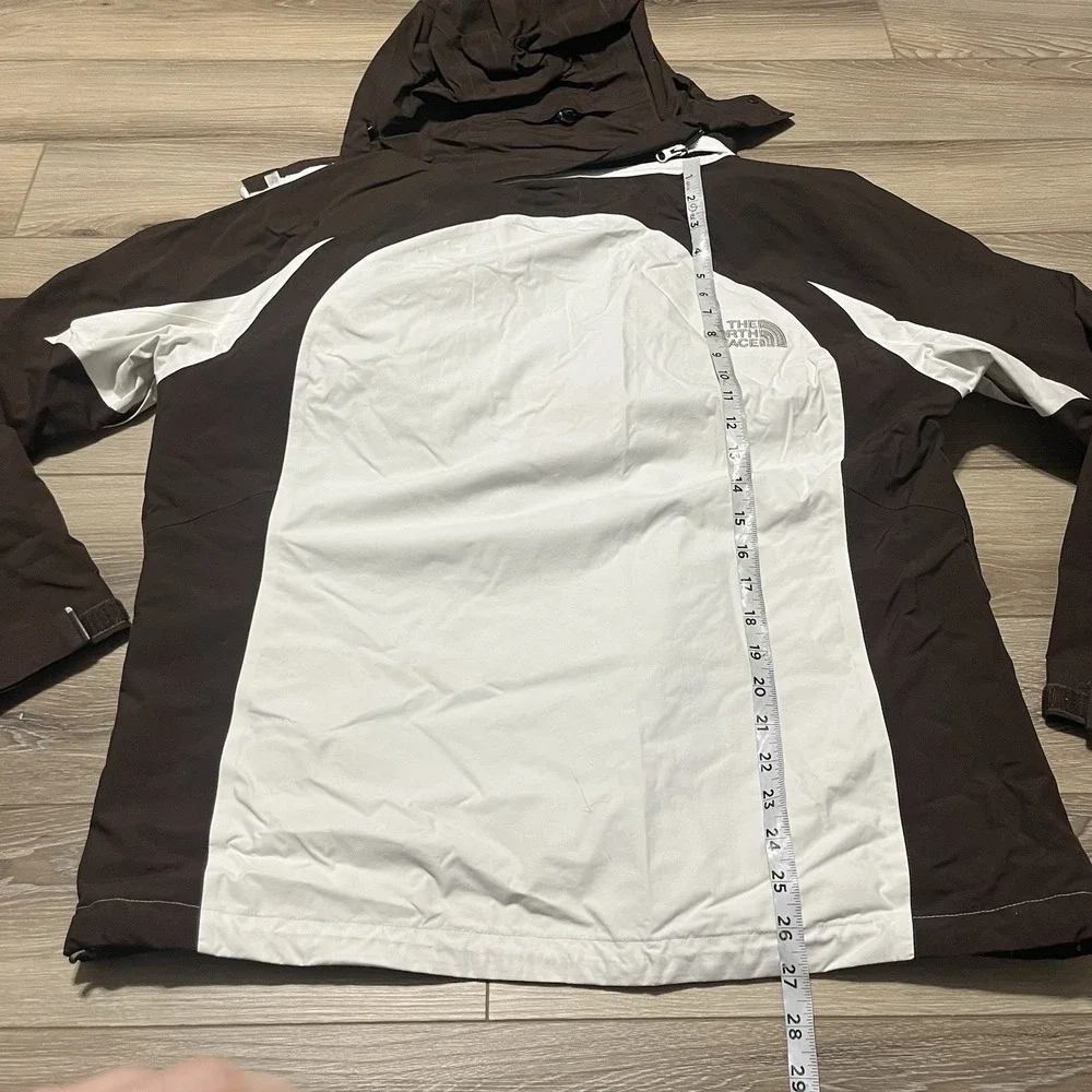 THE NORTH FACE Hyvent Women's Large Hooded Rain Coat‎ Jacket Brown/White